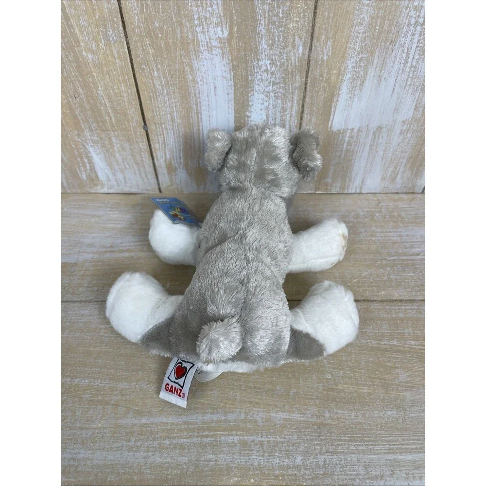 Ganz Webkinz Schnauzer HM159 Gray & White Stuffed Animal w/ Unused Code